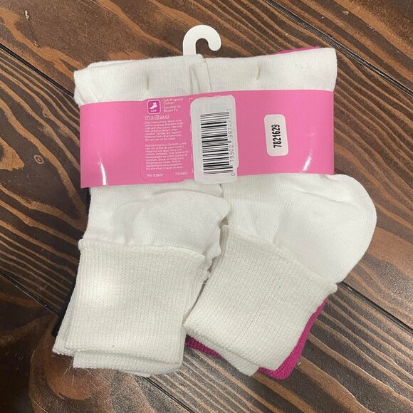 5/$20 NEW 6Pk 4-10 (L) Girls Cuff Socks Set - Picture 4 of 5
